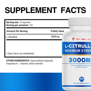 Cápsulas de L-Citrulina, Suplemento Deportivo de Aminoácidos de Máxima Potencia para Resistencia en Entrenamientos y Recuperación Muscular - Product Image 3