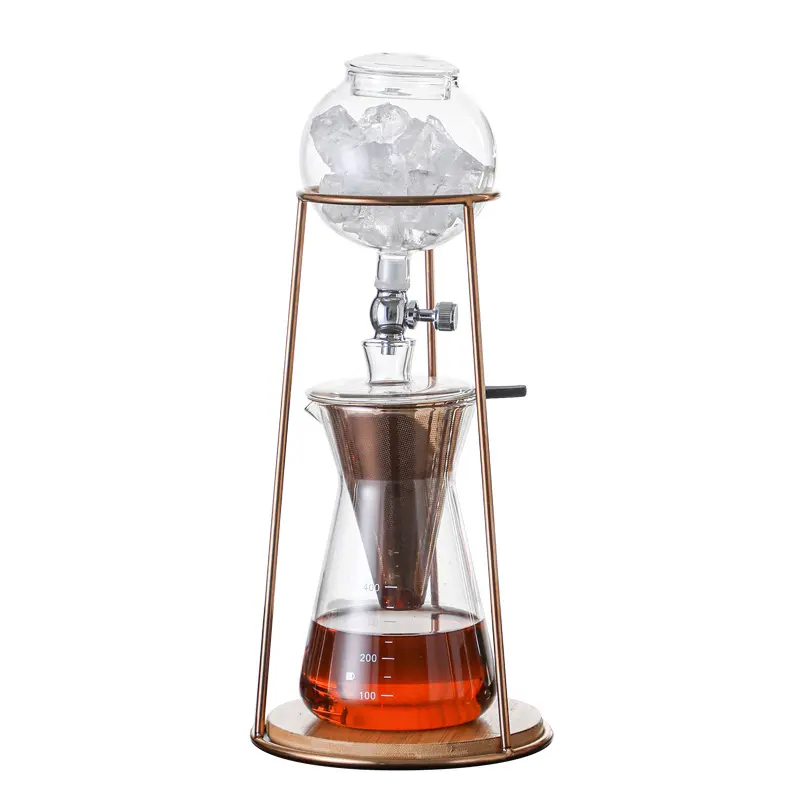 ステンレス鋼とホウケイ酸ガラスのコールドブリューコーヒーメーカーセット完璧なコーヒーのための氷冷ドリッパー