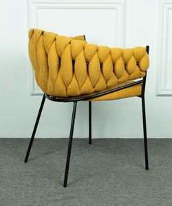 Lusso moderno nuovo velluto tessuto tessuto tessuto imbottito sedia da pranzo con gambe in metallo mobili per la casa - Product Image 4