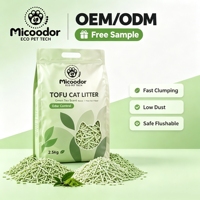 Litière pour chat biodégradable Micoodor, tofu, jetable aux toilettes, faible poussière, contrôle des odeurs, OEM