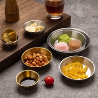 Plat à sauce de luxe en acier inoxydable SUS304, coupelle à condiments dorée, bol rond pour sauces, idéal pour la restauration, la maison et la cuisine