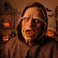 Masque en latex réaliste de zombie vieil homme, grand-père effrayant, rides profondes, dents peu denses, sourcils blancs, drôle, pour Halloween, masque intégral