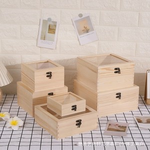 Caja de almacenamiento de madera rectangular sin tapa para joyas, dulces, plantas suculentas, con cubierta acrílica, diseño personalizado disponible. - Product Image 3