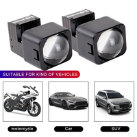 Mini projecteur bi-LED carré de 1,5 pouce avec lentille matricielle pour phare, feux de brouillard et laser cube, pour la rétrofit de motos et de voitures (grille)