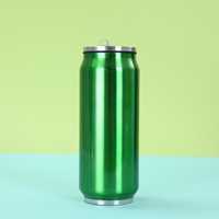 Bouteille d'eau isotherme en acier inoxydable en forme de canette de cola, 350 ml/450 ml/600 ml, à double paroi sous vide, avec paille et couvercle
