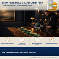 Kit de Resina Epoxi Cristal Transparente AB para Mesas de Río, Moldeo Profundo en Madera, Alta Dureza, Curado Lento, Resistente a la Humedad