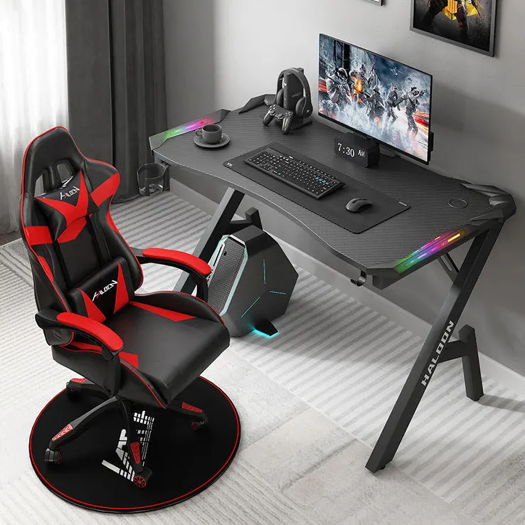 Groothandel Gaming Pc Bureau Custom Computer Racetafel Rgb Led Lampjes Gaming Tafel Voor Silla De Escritorio Gamer