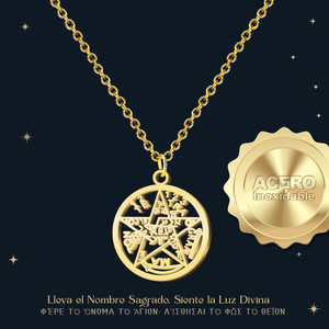 Collana Cotigo in Acciaio Inox Dorato con Tetragrammaton, Amuleto Portafortuna e di Protezione, Ciondoli e Charm Raffinati - Product Image 3