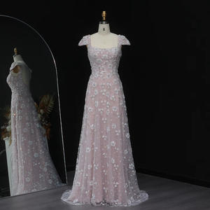 ชุดราตรีออกงานปกเหลี่ยมลายดอกไม้สีชมพูหวาน รุ่น Jancember LSZ602 - Product Image 1