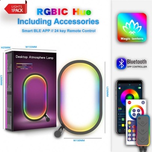 Lampe de nuit LED intelligente RGB au design moderne, lampe d'ambiance de bureau pour salle de jeux, chambre à coucher, décoration de chevet, contrôle par application, abat-jour blanc - Product Image 4