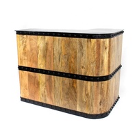 Comptoir de bar personnalisable en bois massif couleur bois naturel, style industriel moderne, mobilier commercial pour restaurants et usage domestique, ensemble de bar