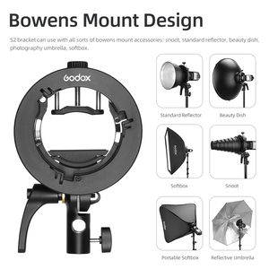 Godox S2 Bowens Gắn Đèn Flash S-Loại Chủ Khung Giá Cho Godox V1 V860II AD200 AD400PRO Speedlite Flash Snoot <span class=keywords><strong>Softbox</strong></span> - Product Image 2