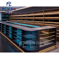 Vitrines d'exposition en verre LED PENBO personnalisées, modernes, pour magasins de CBD, écologiques, recyclables, durables, faciles à nettoyer
