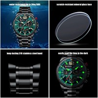 Jam Tangan Pria Mewah CURREN 8395, Jarum Bercahaya, Kronograf, Baja Anti Karat, Quartz, Montre Homme Reloj