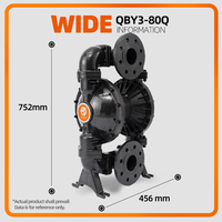 GODO Pompe à membrane pneumatique en alliage d'aluminium QBY3-80L Pompe pneumatique de transfert de solution d'émulsion