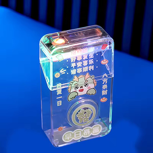 USB có thể sạc lại nhẹ hơn vonfram di động đánh lửa 20 cái nhựa trong suốt Acrylic thuốc Lá Trường hợp tùy chỉnh mô hình cổ điển - Product Image 2