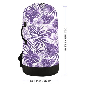 Sac à dos de voyage pour le linge, design personnalisé, motif fleur violette, sac à linge pour dortoir universitaire avec bretelles - Product Image 3