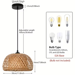 Minimalist <strong>Boho</strong> Rattan Pendant <strong>Light</strong> Handmade Woven Bamboo <strong>Ceiling</strong> Chandelier Eco-Friendly Modern Lighting for Home Decoration - Product Image 5