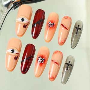 Uñas postizas acrílicas de cobertura completa de almendra al por mayor, de lujo, hechas a mano, de alta calidad, con etiqueta privada. - Product Image 2