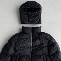 Vente en gros de manteau bombardier noir en duvet avec patchs brodés pour hommes veste bouffante d'hiver avec capuche