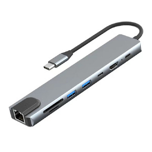 ฮับอลูมิเนียมอัลลอยด์ประเภทซี 8 อิน 1 พร้อมเครื่องอ่านการ์ดเอสดี HDMI 2.0 สำหรับการขยายแล็ปท็อป - Product Image 4
