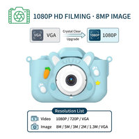 Appareil photo portable 1080P HD à double objectif, appareil photo numérique pour selfie, écran IPS, autofocus, jeu, musique, histoire, appareil photo de poche pour enfants