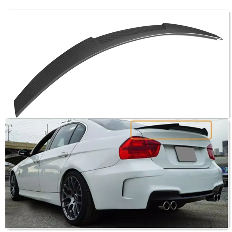 E90 M4 סגנון אמיתי מט שחור פחמן סיבי ספוילר עבור BMW 3 סדרת 4-דלת E90 סדאן M4 סגנון רכב Trunk ספוילר 2005-2011