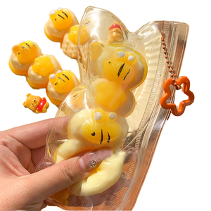 Set of 4 Cream <b>Bee</b>-shaped TPR Squishy Toys 12cm Connected Squishy Toys for Kids and Adults Stress Relief <b>Gift</b> for Relax Time - Product Image 1