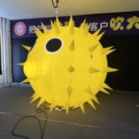 Modèle gonflable géant de poisson-bouffant jaune pour la décoration commerciale, la publicité et les grands événements