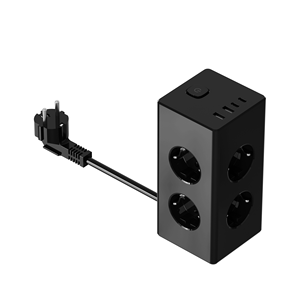 ปลั๊กพ่วงแบบทาวเวอร์ 8 ช่องเสียบ สายไฟ EU 17W 2 พอร์ต USB-A 2 พอร์ต USB-C มาตรฐาน EU สำหรับอุตสาหกรรม CE/KC ปลั๊กไฟแบบหมุนได้ 90 องศา สายยาว 2 เมตร - Product Image 6
