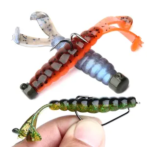 Spinpoler Diver Grub salado TPR flotante suave señuelo de pesca cola doble 10X plástico gusano cebo Artificial Wobbler aparejos de pesca - Product Image 6
