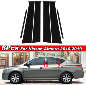 เหมาะสำหรับนิสสัน อัลเมร่า/ซันนี่/เวอร์ซา 2010-2023 ฝาครอบกรอบประตูด้านข้างรถยนต์ แผงตกแต่งหน้าต่าง สติ๊กเกอร์เสาตรงกลาง<span class=keywords><strong>สี</strong></span>ดำเงา - Product Image 2