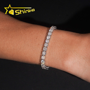 En Stock Envío Desde Almacén en EE. UU. Joyería Hip Hop De Lujo FL Pulsera <span class=keywords><strong>Tennis</strong></span> De Moissanita De 5mm Con Engaste De Garras En Plata Maciza S925 Totalmente Helada - Product Image 3