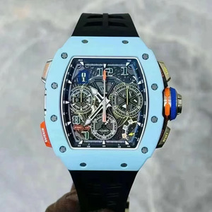 Montre chronographe multifonctionnelle de luxe pour homme RM65-01 : cristal saphir, bracelet en caoutchouc en fibre de carbone, style design - Product Image 2