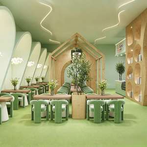 Diseño de Interiores de Cafetería Llave en Mano y Muebles de Cafetería Personalizados |   Barra de Bar de Madera Verde Crema, Fabricación OEM - Product Image 3