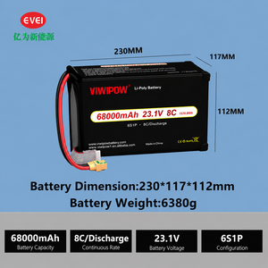 Baterai Drone Kapasitas Tinggi Semi-solid State 23.1V 68000mAh 8C Pengganti untuk Sistem Drone Berat dengan 500+ Siklus Pengisian - Product Image 1