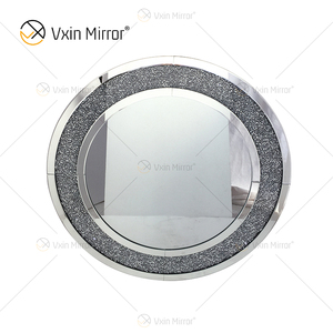 Rifornimento della fabbrica Moderna Argento Schiacciato Diamante Elegante A Specchio Consle Tavolo Con Specchio - Product Image 3