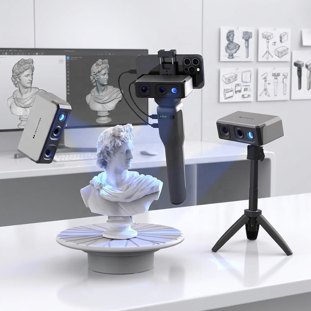 High-Speed Lightweight Handheld Seal Lite 3D Scanner USB2.0 Interface 0.02mm Precision Blue Light 10fps 1-Year Warranty Stock