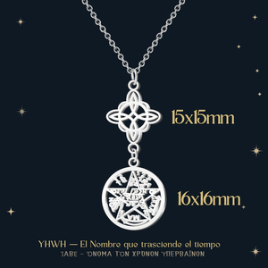 Collana a catena in acciaio inossidabile tetraramatone argento nodo da strega portafortuna amuleto protettivo minimalista ciondoli alla moda - Product Image 4