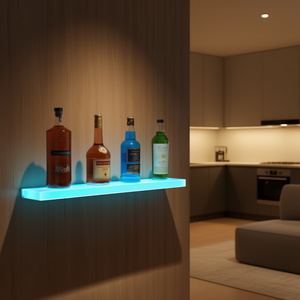 Moderno Estante de Barra de Pared de 30 Pulgadas con Iluminación LED para Servir Bebidas, Material Plástico - Product Image 2