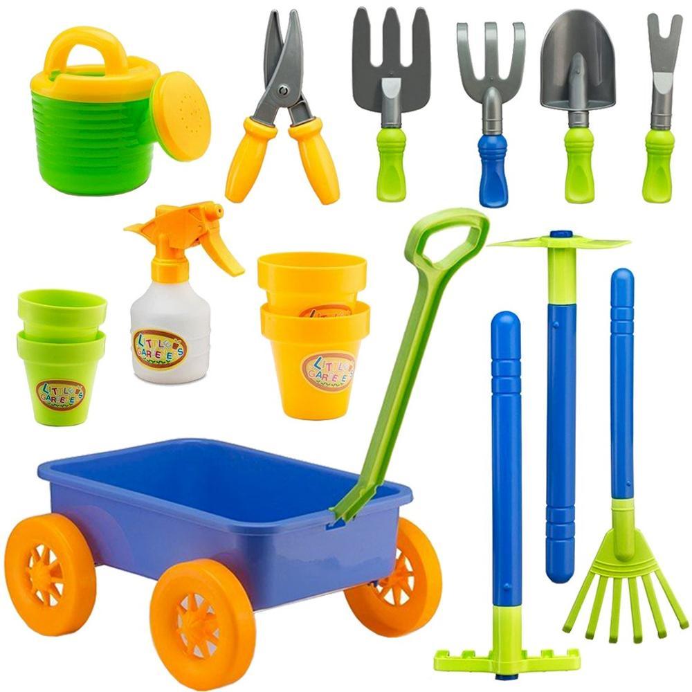 Hydraulic trolley and garden tools for kids and girls Conjunto Infantil Juego de botany and gardening