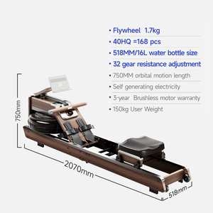 Vente directe usine – Rameur aquatique d'intérieur auto-alimenté avec 32 niveaux de résistance réglable - Product Image 3