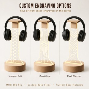 Soporte para Auriculares Bodyfree con Base de Madera y Acrílico, Luz Ambiental RGB, para Escritorio de Juegos, Logotipo Personalizado, Venta al Por Mayor - Product Image 5