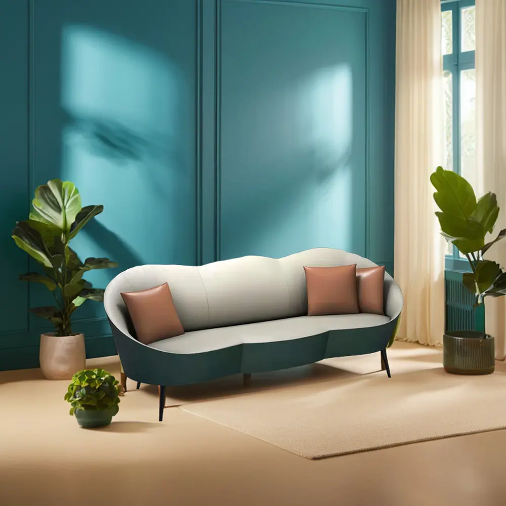 モダンなグレーグリーンの断面ソファクラウド型で、ホームオフィスやレジャーソファに快適なソファ