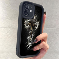 Coque de téléphone portable antichoc en TPU avec motif croix lumineuse et design d'objectif en échelle pour iPhone 11 12 13 14 15 16 17 18 Pro Max