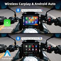 Pemutar Multimedia Sepeda Motor Portabel 5 Inci, CarPlay Nirkabel, Android Auto, Navigasi GPS, Stereo, Kamera Depan Belakang, Layar Sentuh