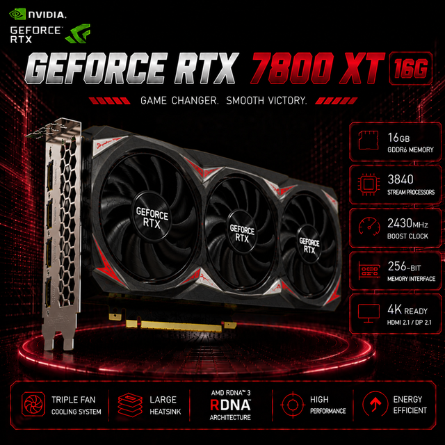 Used for RX 7800 XT 16GB DDR5 256-bit PCI Express Fan Desktop Gaming Graphics Card