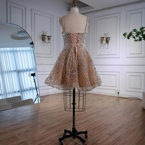 Serene Hill LA72983 çıplak spagetti sapanlar A-Line lüks boncuklu kokteyl akşam önlük kısa elbiseler için sonra parti - Product Image 6