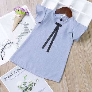 Vêtements en gros pour enfants, robe en coton pour filles, col rond, couleur unie, dentelle, fabriquée en Chine - Product Image 1