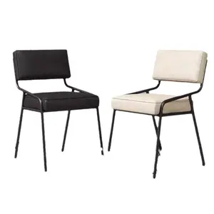 意大利经典奢华现代廉价黑色咖啡椅天鹅绒餐桌椅复古风格休闲锻铁椅